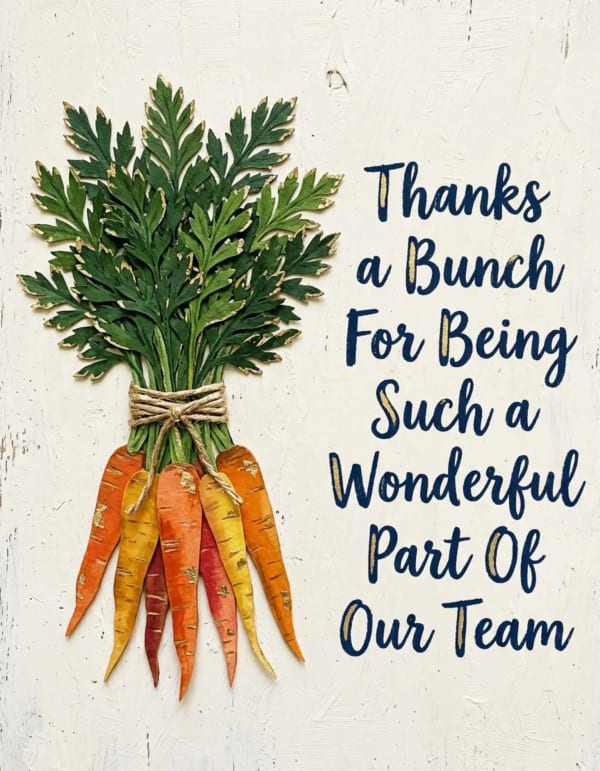 A bunch of carrots and leaves tied with twine on a textured background.