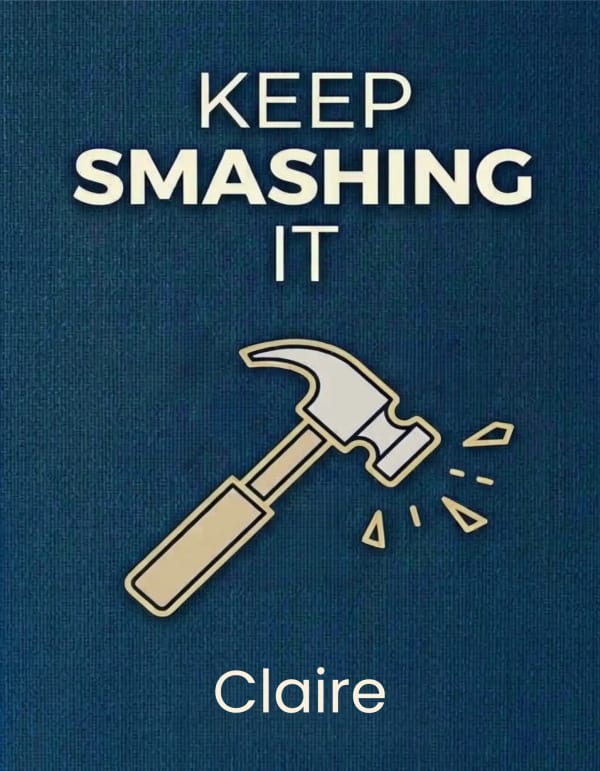Appreciation card with a minimalist hammer motif.
