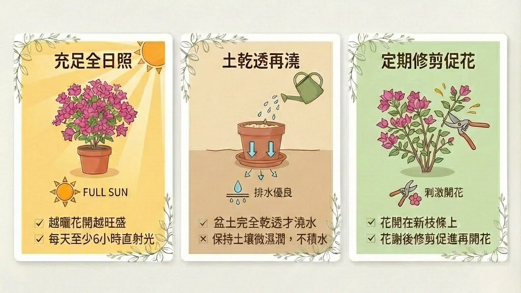 九重葛、簕杜鵑、庭院花牆植物、居家園藝花卉、陽台盆栽推薦