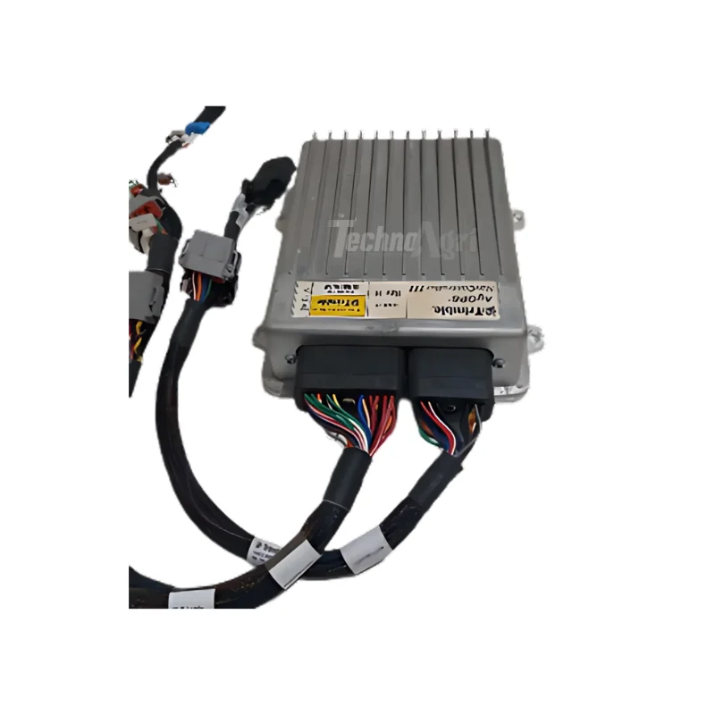 Antena Trimble Nav Controller 3 instalada em um trator moderno em operação de plantio.