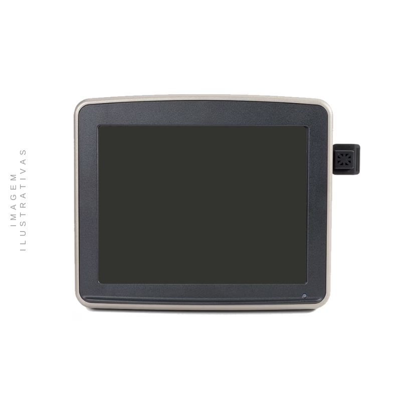 Monitor John Deere GS3 Autotrac instalado em um trator moderno em operação de plantio, com interface intuitiva exibindo informações de plantio.