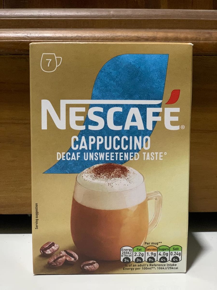 Nescafe cappuccino decaf unsweetened taste  (7 sachets)