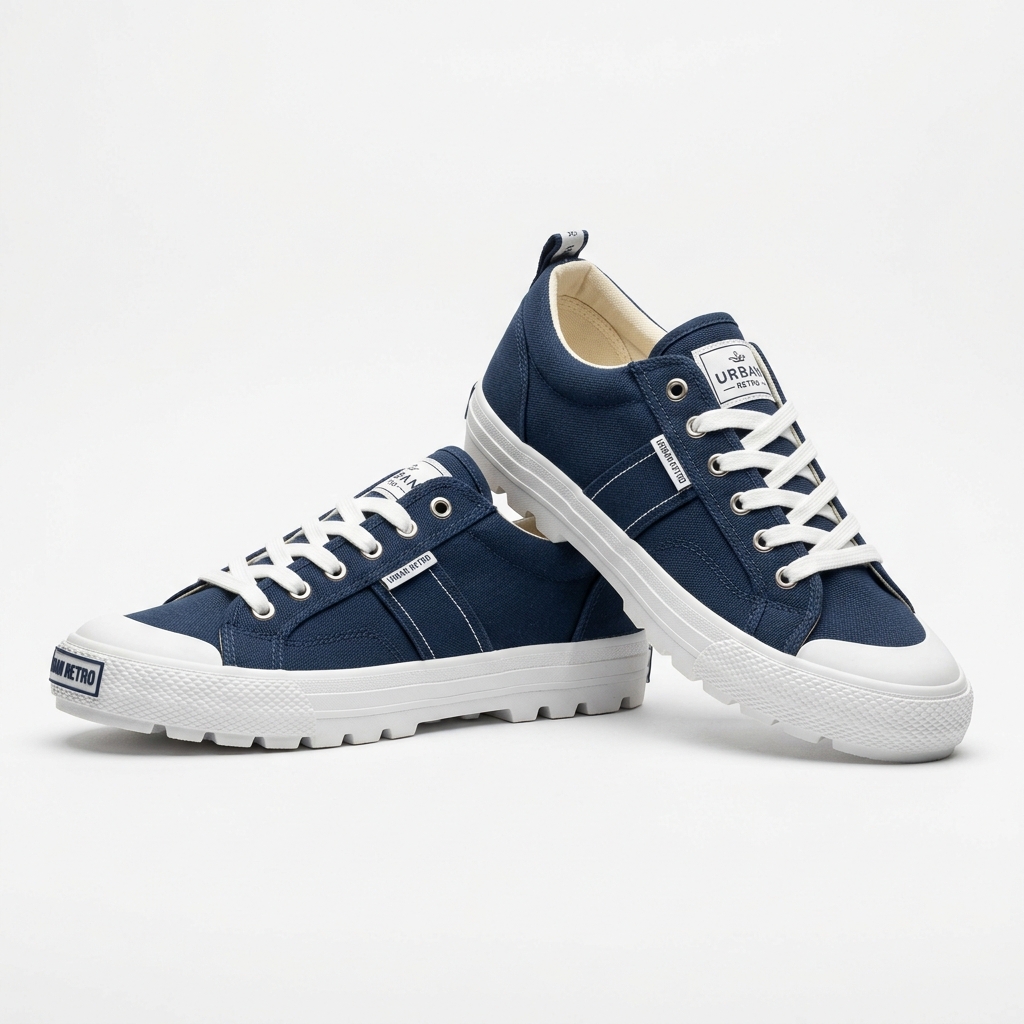 Men's Retro Urban Canvas Sneakers - Midnight Black