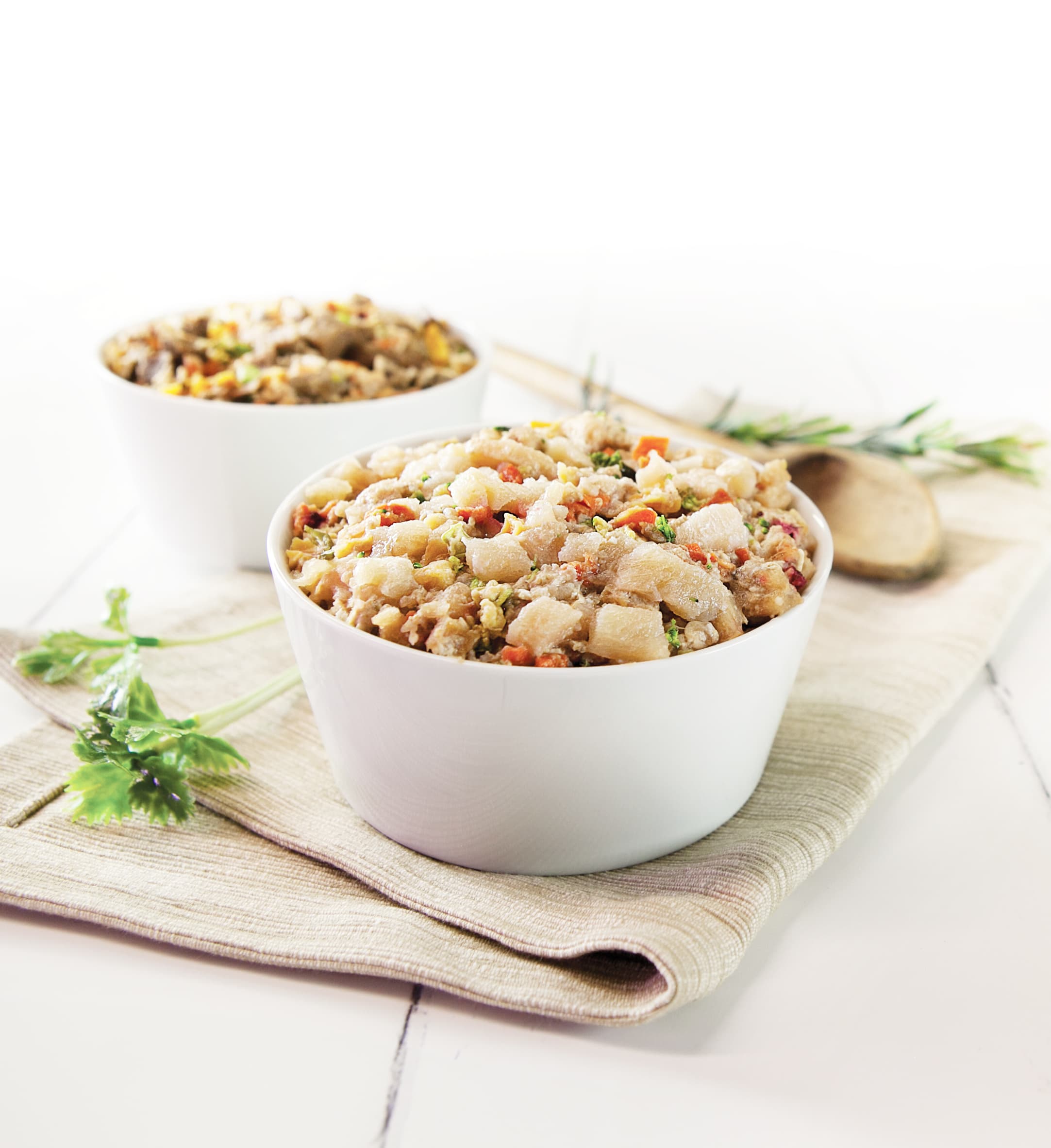 Bowls of food on a table