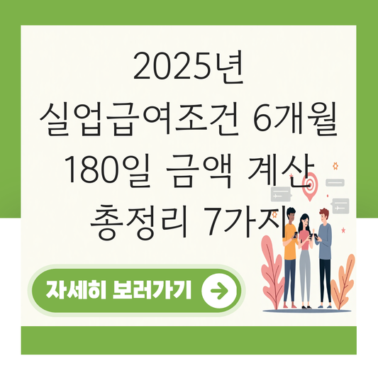 실업급여조건 6개월 180일 금액 계산 대표 이미지