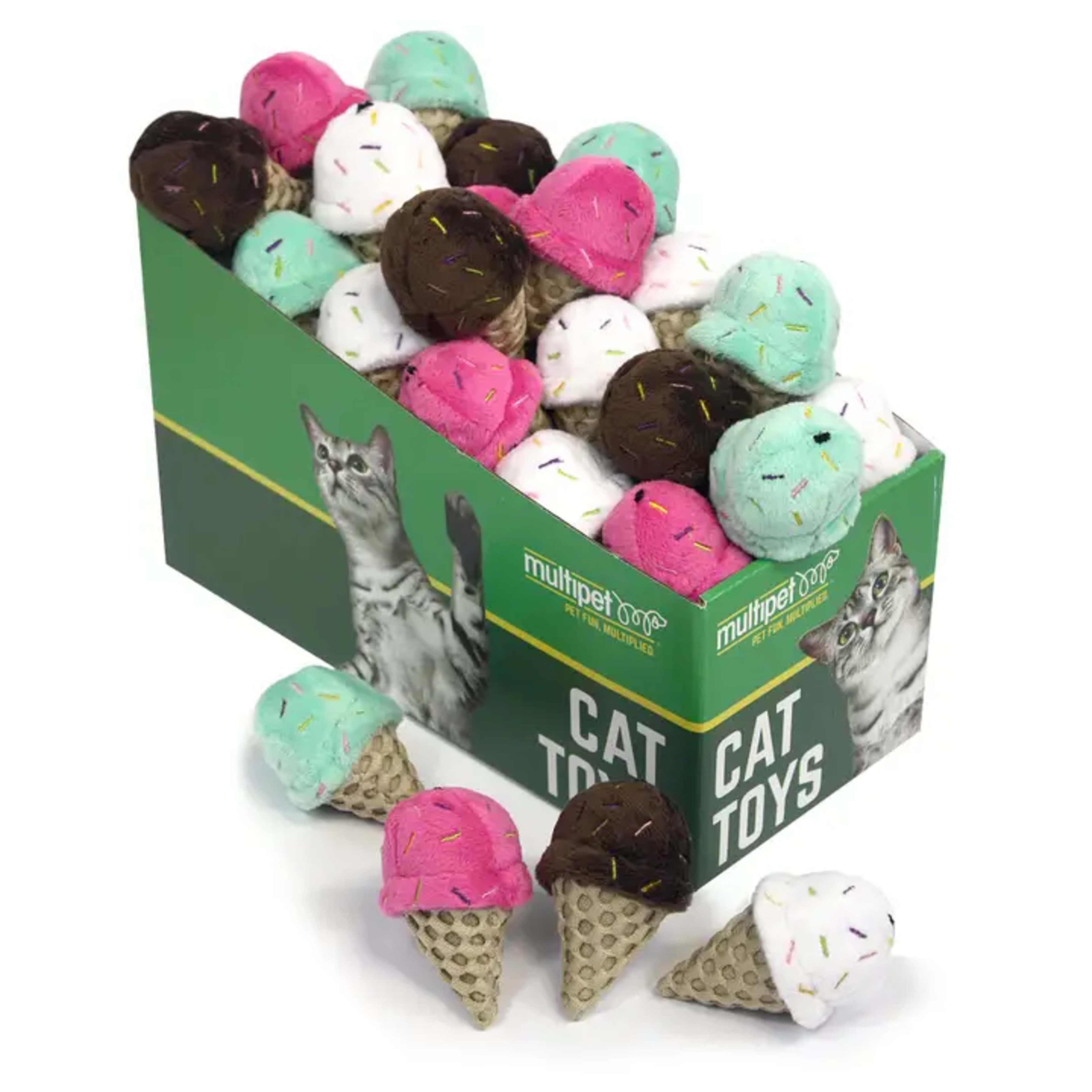 Multipet Ice Cream Cone cat toys (3-inch assorted)Keywords