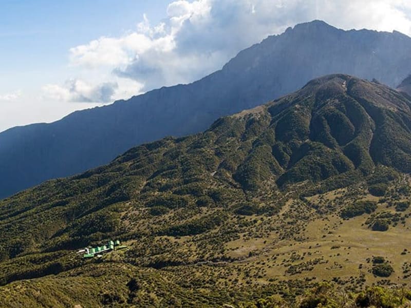 Wildlife and vegetation on the lower slopes of Mount Meru