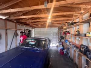 Garage with classic car