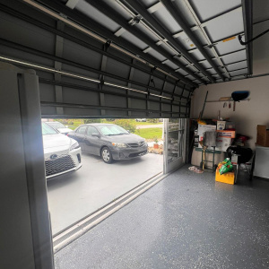 Garage interior with cars