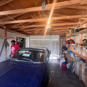 Garage with classic car
