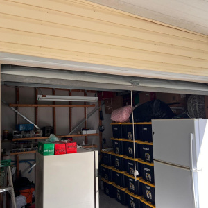 Garage door track and ceiling