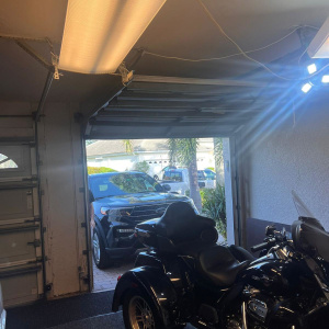 Garage with motorcycle