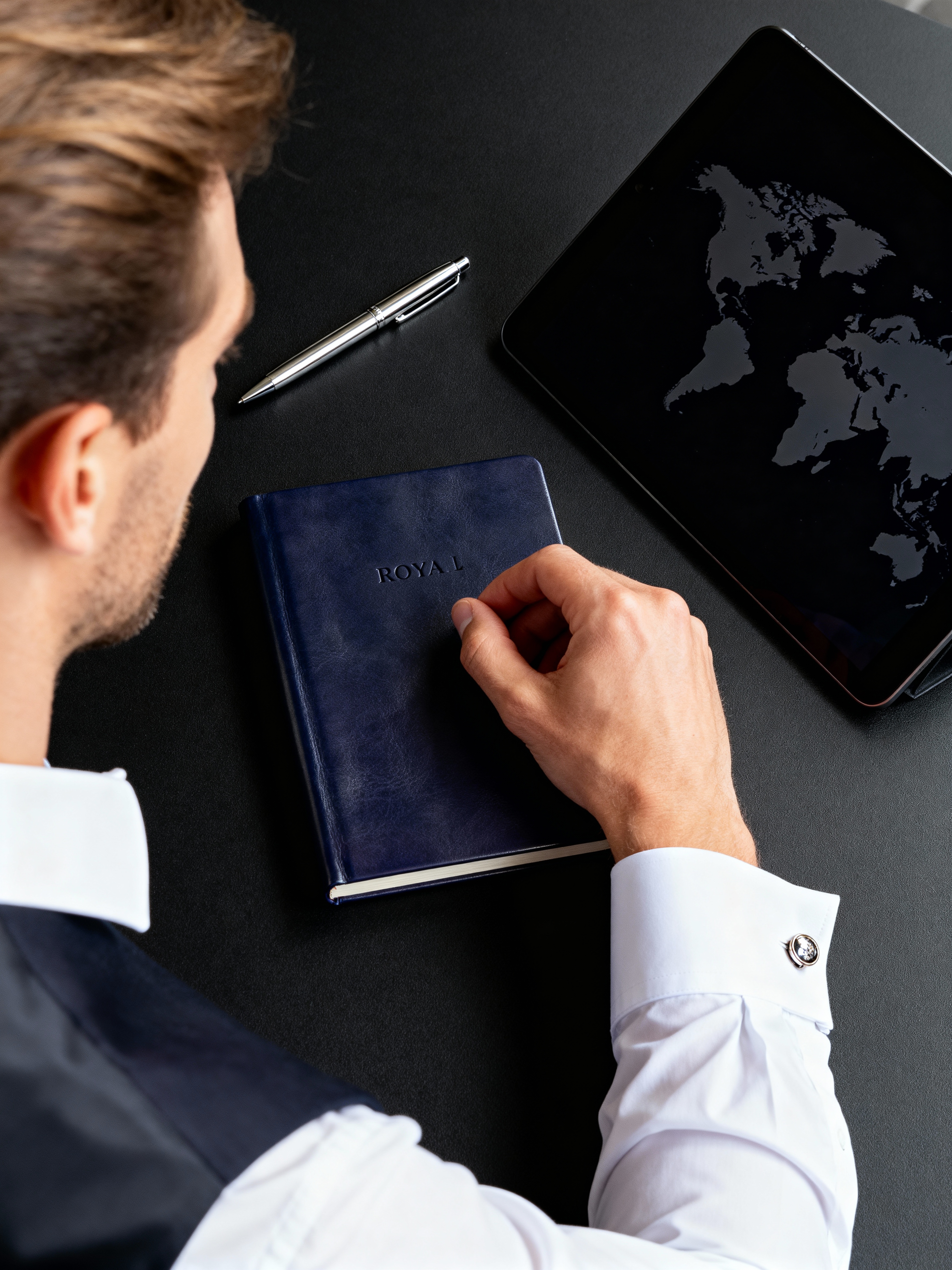 An advisor's desk, representing precision and planning.
