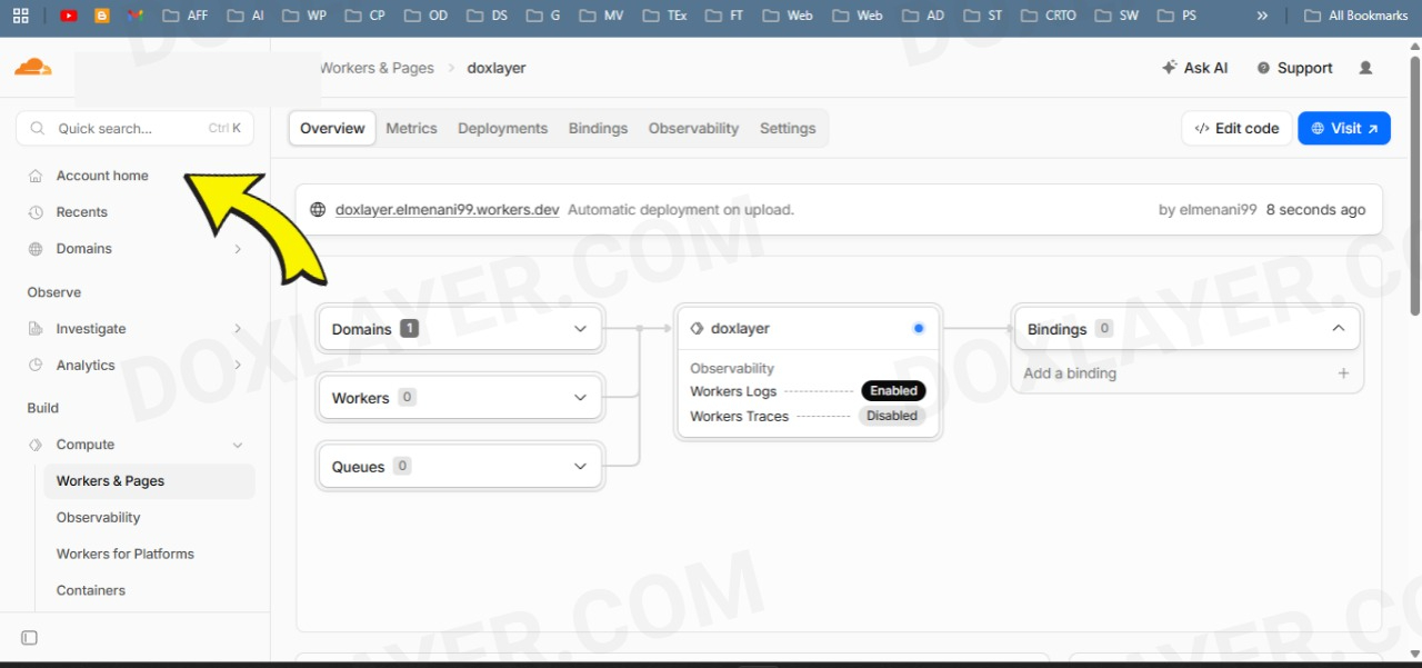 Returning to main dashboard