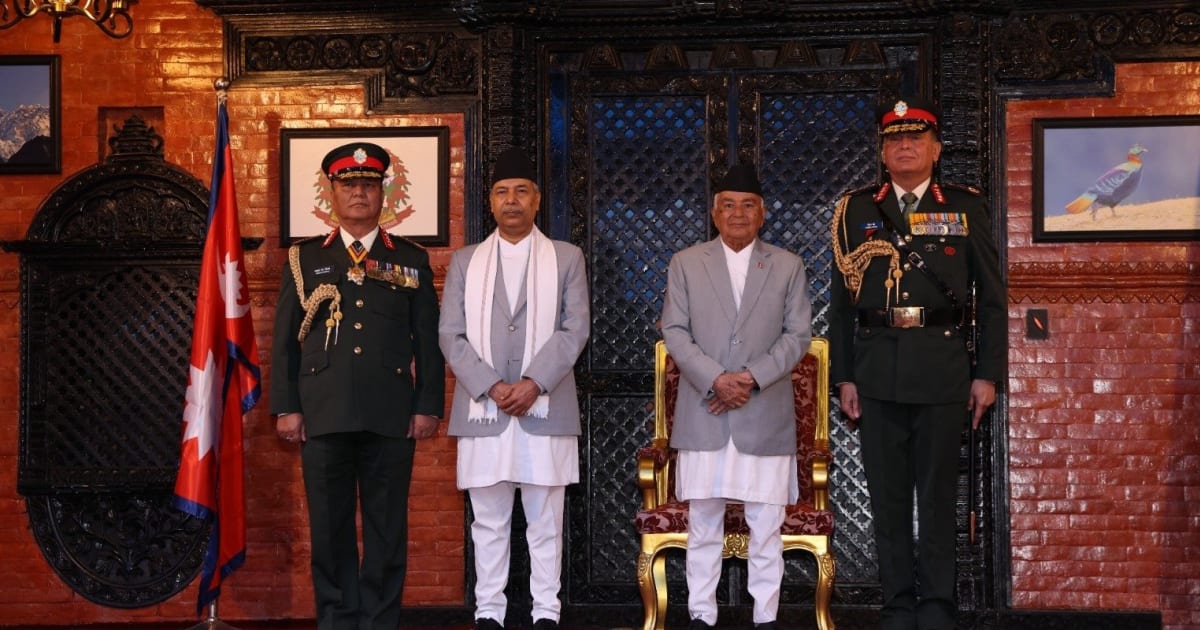 भारत के सेना प्रमुख जनरल धीरज सेठ को काठमांडू में राष्ट्रपति रामचंद्र पौडेल ने नेपाल आर्मी  के मानद जनरल का रैंक प्रदान किया