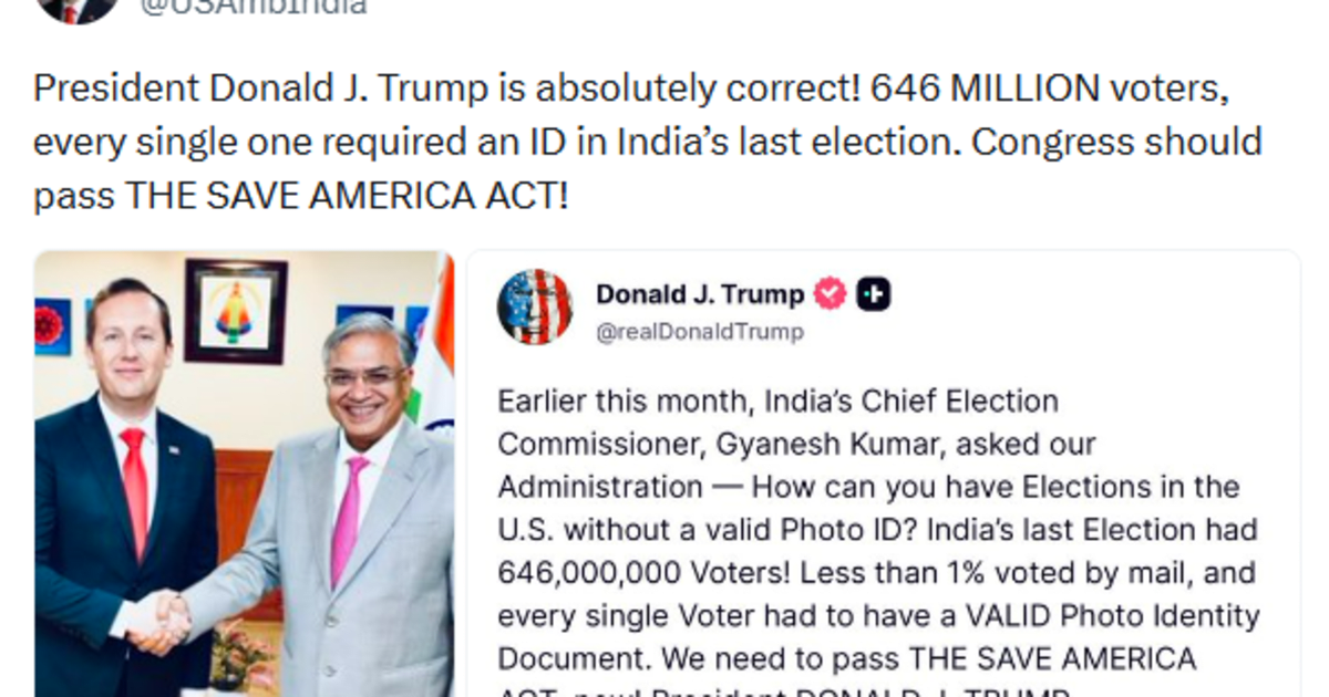 अमरीका के राष्ट्रपति डोनाल्ड ट्रम्प ने भारत की मतदाता पहचान प्रणाली की प्रशंसा की