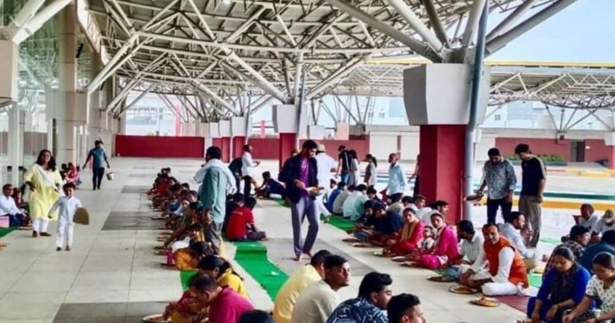 इंदौर में 100 करोड़ के बस टर्मिनल का बुरा हाल, बसें चलने की जगह भंडारे का आयोजन; तली गईं पूरियां