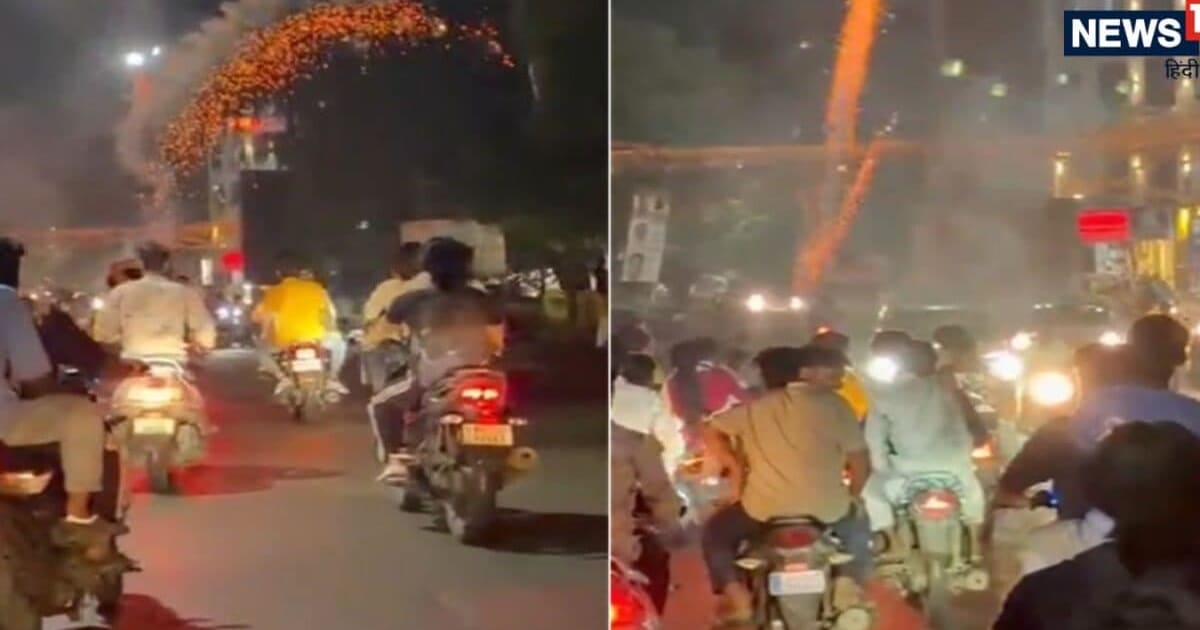 चलती बाइक पर आतिशबाजी, नर्मदापुरम में खतरनाक स्टंट का Video वायरल