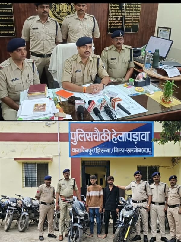 खरगोन पुलिस ने अंतरराज्यीय मोटरसाइकिल चोर गिरोह का किया पर्दाफाश, 10 लाख की 17 बाइक बरामद