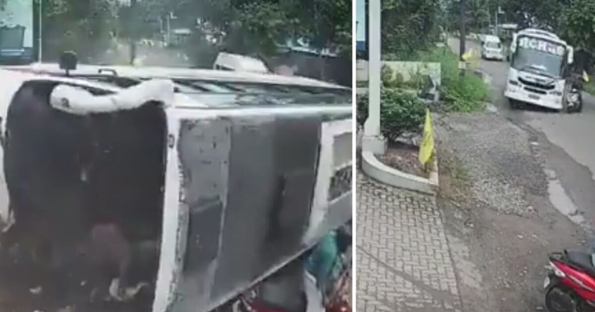 स्कूटी को बचाने के चक्कर में ड्राइवर ने घुमा दिया बस का हैंडल, ऐसे अधर में अटकी 30 लोगों की जान