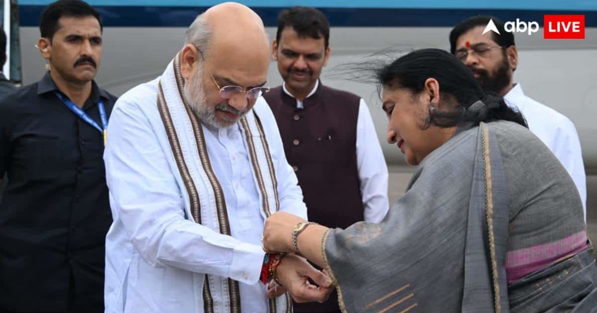 सुनेत्रा पवार ने अमित शाह को बांधी राखी, मुंबई एयरपोर्ट पर भावुक करने वाला पल
