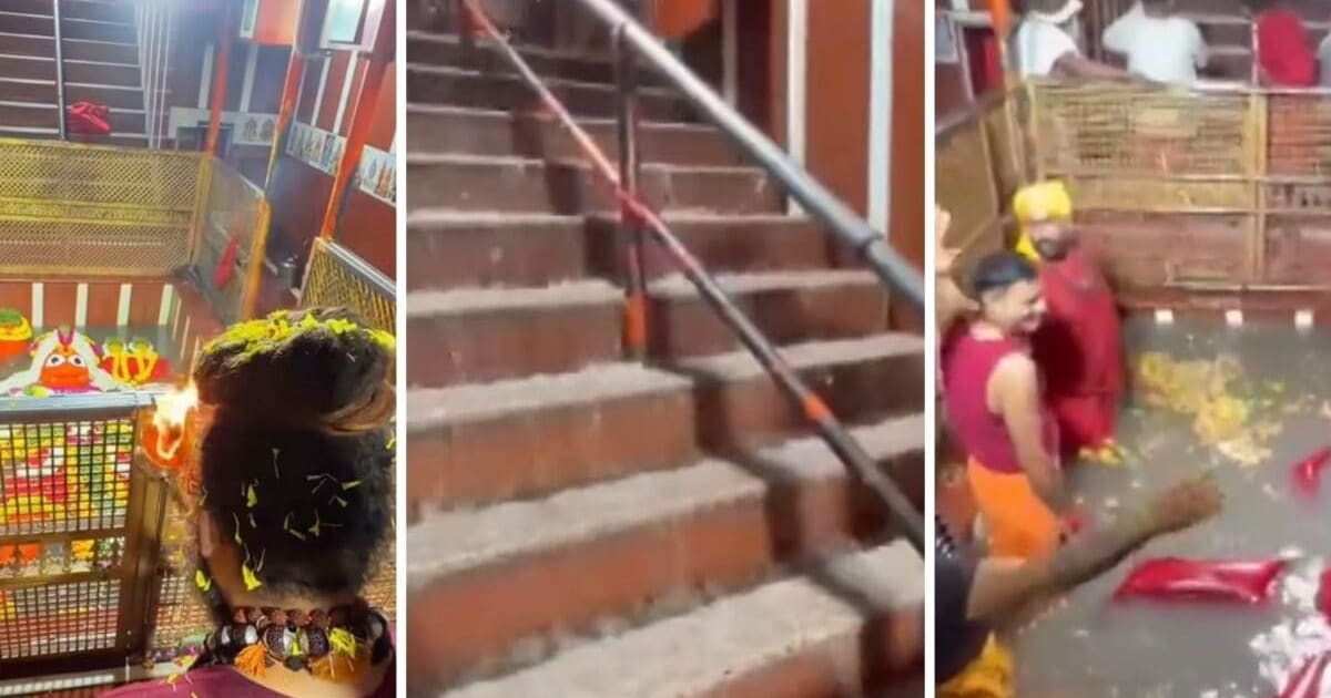 प्रयागराज में बड़े हनुमान मंदिर के गर्भगृह में पहुंचा गंगा का पानी, मां गंगा ने किया लेटे हुए हनुमानजी का जलाभिषेक, देखें VIDEO