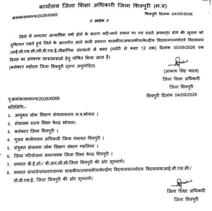 शिवपुरी में मड़ीखेड़ा डैम के गेट खोले: स्कूलों में शनिवार को अवकाश घोषित, रपटा पार करते वक्त तेज बहा युवक, तलाश जारी