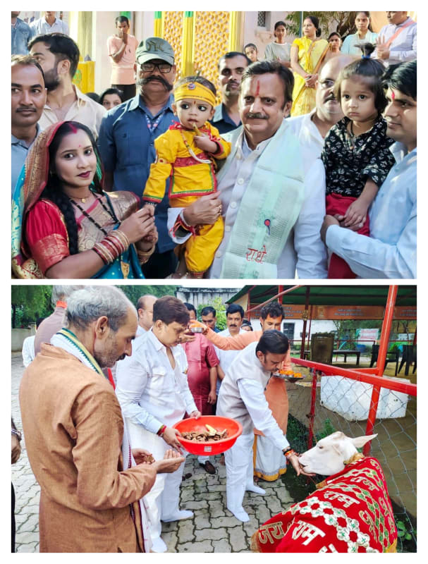लक्ष्मणबाग में भव्यता और भक्ति के बीच मनाया जन्माष्टमी उत्सव, कृष्ण स्वरूप नन्हे बालक को गोद में लेकर भावविभोर हुए उप मुख्यमंत्री शुक्ल