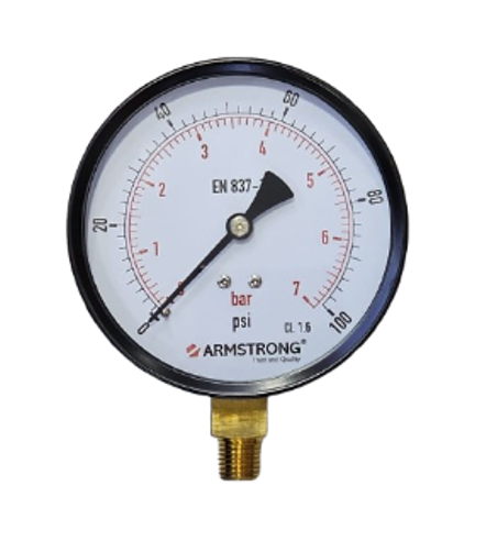 MANOMETRO ACERO NEGRO D-4IN 1/4NPT 0-100 PSI/BAR