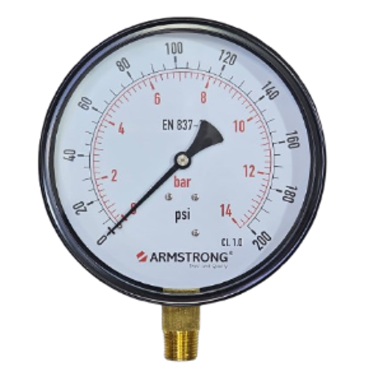 MANOMETRO ACERO NEGRO D-6IN 1/4NPT 0-200 PSI/BAR