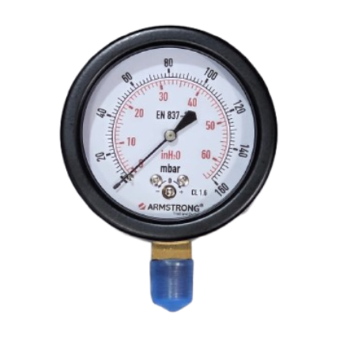 MANOMETRO ACERO NEGRO D-2-1/2IN 1/4NPT 0-160 MBAR/INH2O