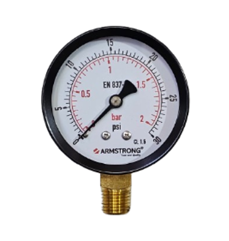 MANOMETRO ACERO NEGRO D-2-1/2IN 1/4NPT 0-30 PSI/BAR
