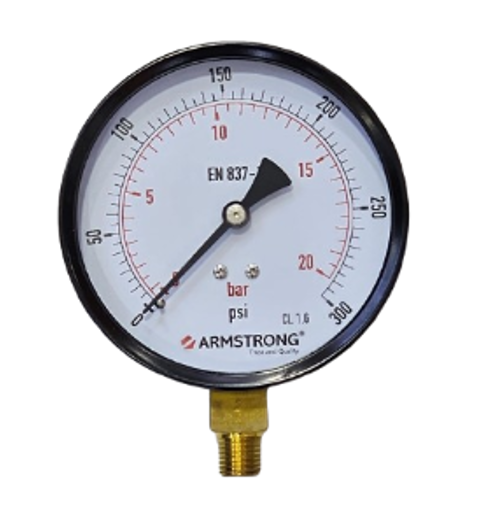 MANOMETRO ACERO NEGRO D-4IN 1/4NPT 0-300 PSI/BAR