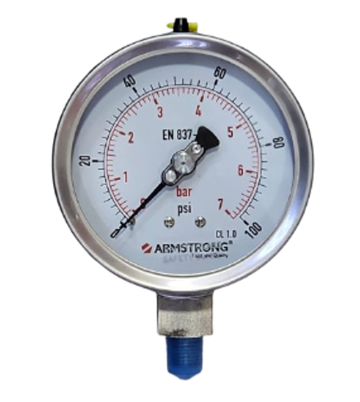 MANOMETRO ACERO INOX D-4IN 1/4NPT 0-100 PSI/BAR