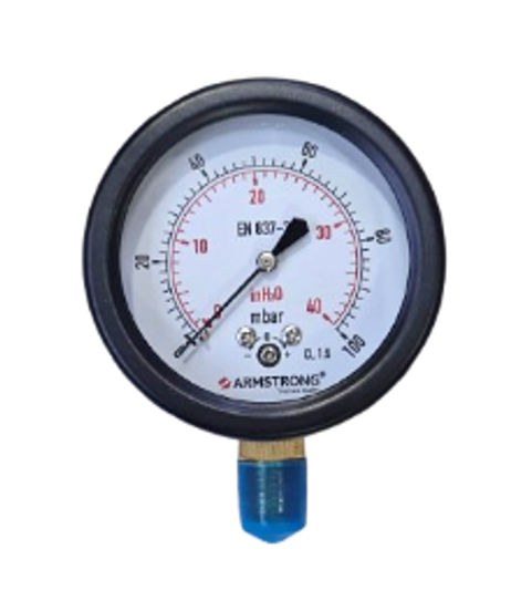 MANOMETRO ACERO NEGRO D-2-1/2IN 1/4NPT 0-100 MBAR/INH2O