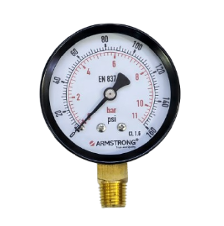 MANOMETRO ACERO NEGRO D-2-1/2IN 1/4NPT 0-160 PSI/BAR