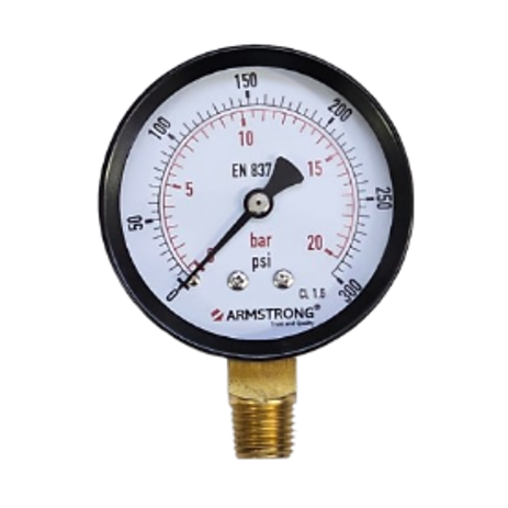 MANOMETRO ACERO NEGRO D-2-1/2IN 1/4NPT 0-300 PSI/BAR