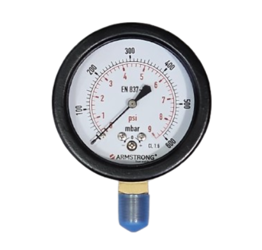 MANOMETRO ACERO NEGRO D-2-1/2IN 1/4NPT 0-600 MBAR/PSI