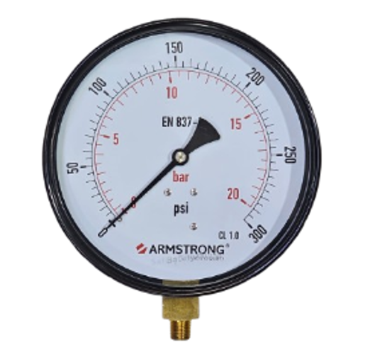 MANOMETRO ACERO NEGRO D-6IN 1/4NPT 0-300 PSI/BAR