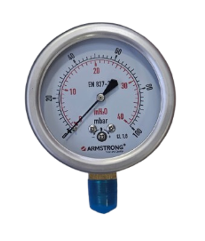 MANOMETRO ACERO INOX D-2-1/2IN 1/4NPT 0-100 MBAR/INH2O
