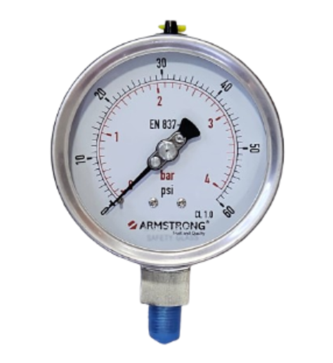 MANOMETRO ACERO INOX D-4IN 1/4NPT 0-60 PSI/BAR