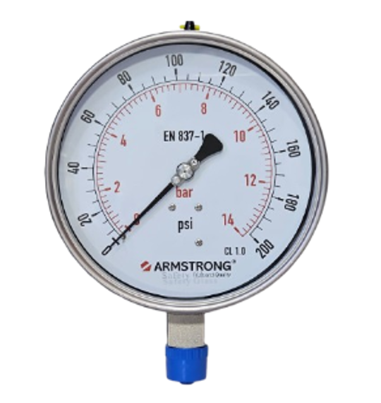 MANOMETRO ACERO INOX D-6IN 1/2NPT 0-200 PSI/BAR