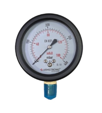 MANOMETRO ACERO NEGRO D-2-1/2IN 1/4NPT 0-400 MBAR/INH2O
