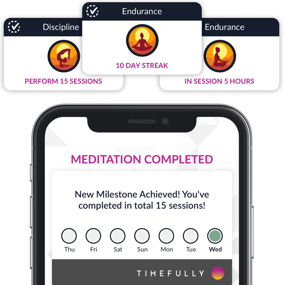 Milestones integrated into the app help you stay consistent with your meditation practice.