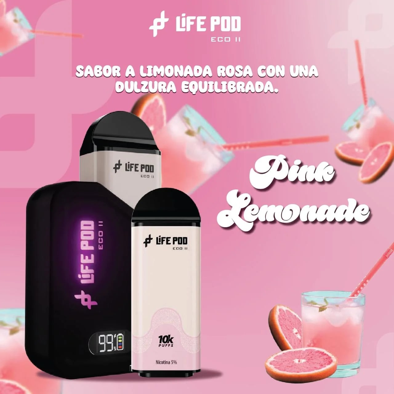 Vape Lifepod Life Pod Eco II Kit 10K – Pink Lemonade en Piura, Sullana, Talara
