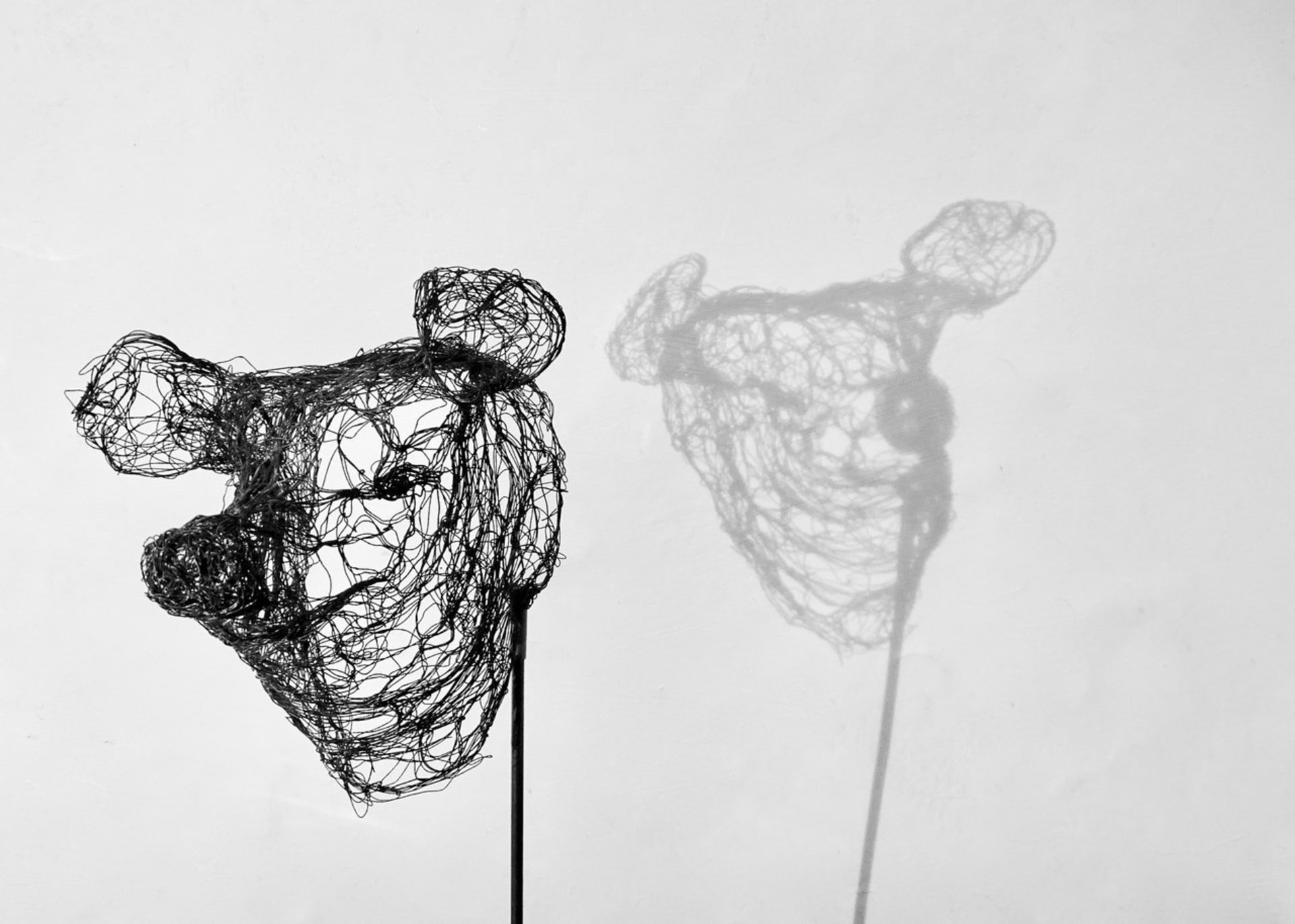 Piccole creature 2021.82, vista 4, scultura in filo di metallo di Myriam Louvel