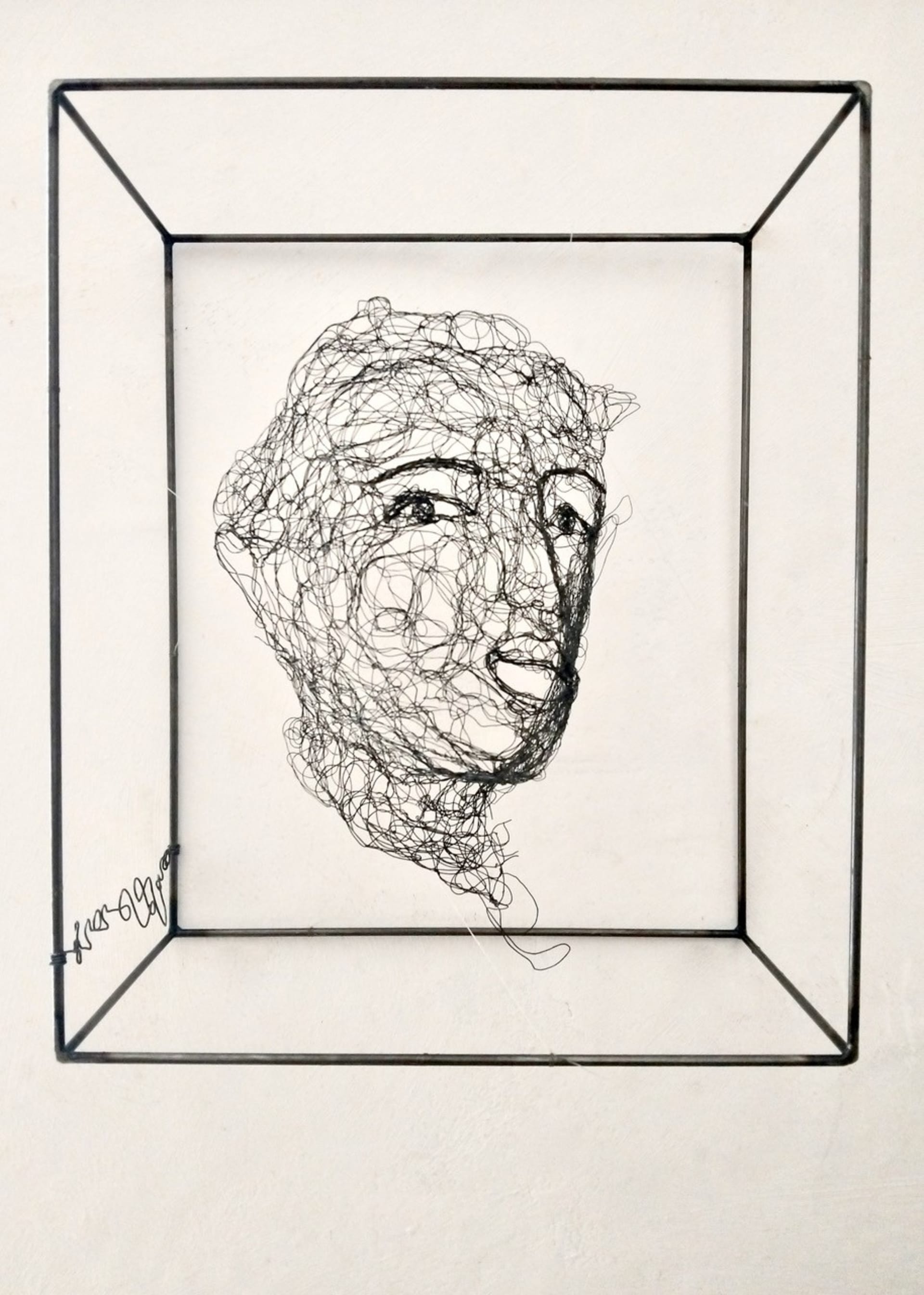Étude de visage 2024.85 par Myriam Louvel, sculpture en fil de fer