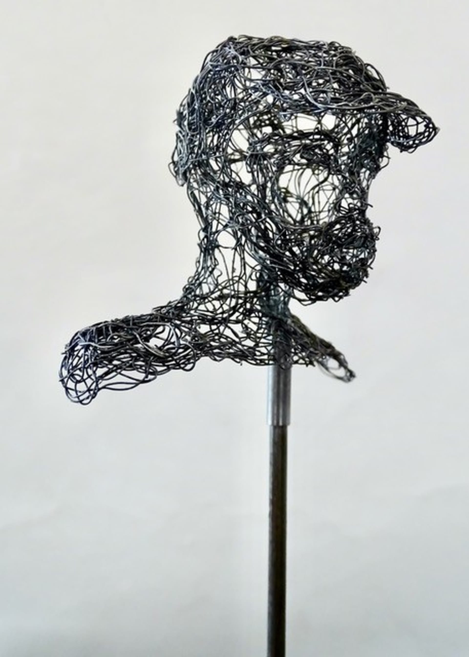 Petites têtes 2025.25, vue 3, sculpture en fil de fer par Myriam Louvel