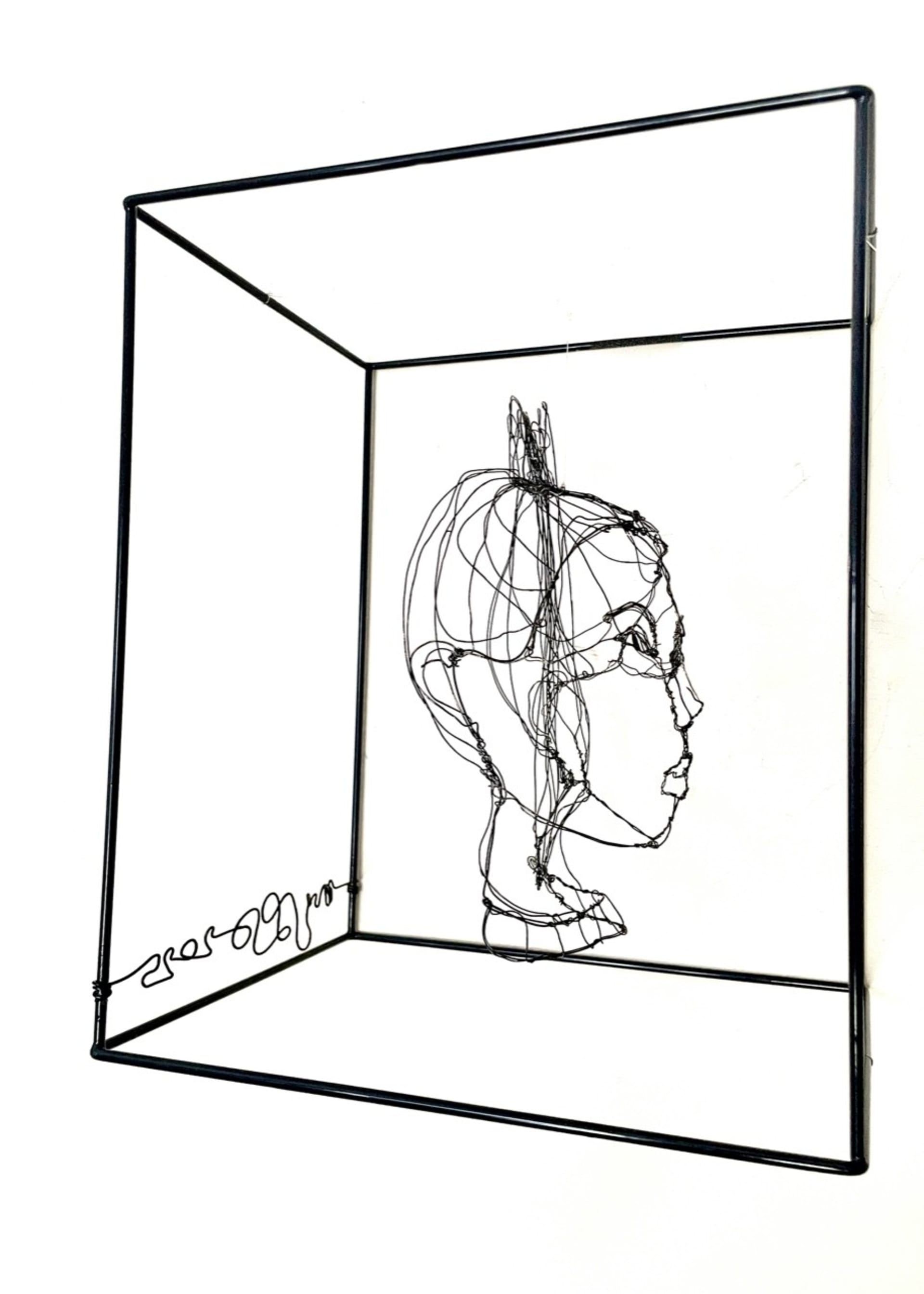Le Odettes 2025.30, vista 2, scultura in filo di metallo di Myriam Louvel