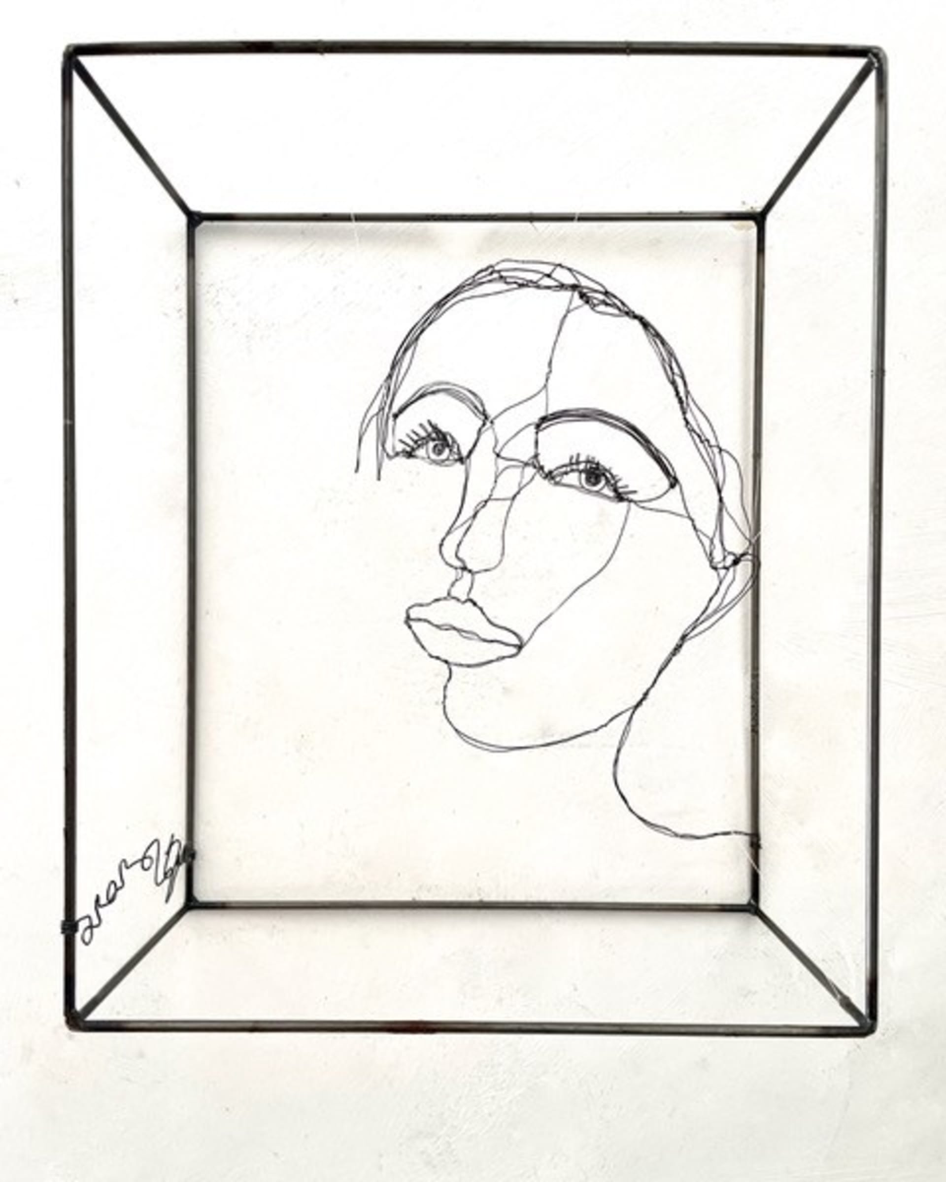 Étude de visage 2026.12 par Myriam Louvel, sculpture en fil de fer